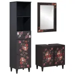 Set dulap baie cu sertar Pe perete 3 pcs Lemn de mango solid GartenMobel Dekor