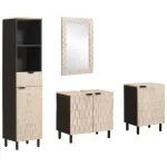 Seturi de baie 4 pcs Finisaj Alb Spălat Lemn de mango solid GartenMobel Dekor