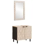 Seturi de baie cu ușă Finisaj Alb Spălat Lemn de mango solid GartenMobel Dekor