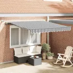 Copertină retractabilă automat LED-uri antracit/alb 300x250 cm GartenMobel Dekor