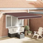 Copertina retractabilă automat cu LED-uri, maro, 300x250 cm GartenMobel Dekor