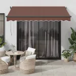 Copertina retractabilă automat cu LED-uri, maro, 350x250 cm GartenMobel Dekor