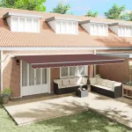 Copertină retractabilă automat cu LED-uri, maro, 600x300 cm GartenMobel Dekor