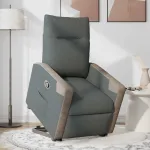 Fotoliu rabatabil cu ridicare pe verticală, gri închis, textil GartenMobel Dekor