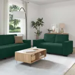 Set de canapele cu perne, 3 piese, verde închis, catifea GartenMobel Dekor