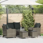 Set mobilier grădină cu perne, 6 piese, gri, poliratan GartenMobel Dekor