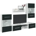 Unități TV din 5 piese cu iluminare LED lemn mat Indigo GartenMobel Dekor