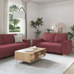 Set canapea cu perne, 2 piese, roșu vin, material textil GartenMobel Dekor