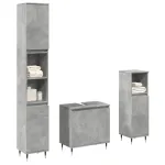 Set mobilier de baie, 3 piese, gri beton, lemn compozit GartenMobel Dekor