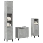 Set mobilier de baie, 3 piese, gri beton, lemn compozit GartenMobel Dekor
