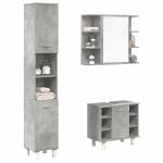 Set mobilier de baie, 3 piese, gri beton, lemn compozit GartenMobel Dekor