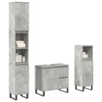 Set mobilier de baie, 3 piese, gri beton, lemn compozit GartenMobel Dekor