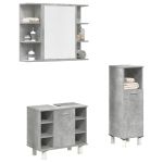 Set mobilier de baie, 3 piese, gri beton, lemn compozit GartenMobel Dekor