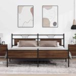 Cadru de pat metalic fără saltea, stejar maro, 200x200 cm GartenMobel Dekor