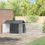 Cușcă pentru păsări cu depozitare Antracit 416,5 x 103 x 142 cm GartenMobel Dekor