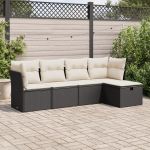 Set mobilier de grădină cu perne, 5 piese, negru, poliratan GartenMobel Dekor