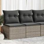 Set mobilier grădină cu perne 2 piese gri poliratan/lemn acacia GartenMobel Dekor