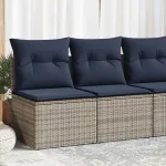 Set mobilier grădină cu perne 2 piese gri poliratan/lemn acacia GartenMobel Dekor