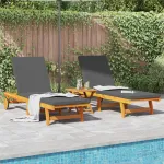 Șezlong 2-persoană 2 pcs Maro Lemn Solid de Acacia GartenMobel Dekor