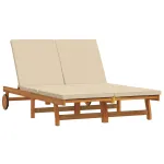 Șezlong 2-persoană Maro 63 x 199 x 85 cm Lemn Solid de Acacia GartenMobel Dekor