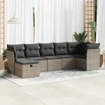Set canapele de grădină, 7 piese, cu perne, gri, poliratan GartenMobel Dekor