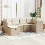 Set canapele de grădină cu perne, 6 piese, bej, poliratan GartenMobel Dekor