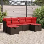 Set canapele de grădină cu perne, 6 piese, maro, poliratan GartenMobel Dekor