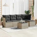 Set canapele de grădină cu perne, 6 piese gri deschis poliratan GartenMobel Dekor