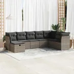 Set canapele de grădină cu perne, 8 piese, gri, poliratan GartenMobel Dekor