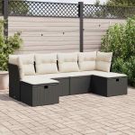 Set mobilier de grădină cu perne, 6 piese, negru, poliratan GartenMobel Dekor