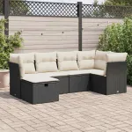 Set mobilier de grădină cu perne, 6 piese, negru, poliratan GartenMobel Dekor