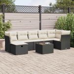 Set mobilier de grădină cu perne, 8 piese, negru, poliratan GartenMobel Dekor