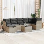 Set mobilier de grădină cu perne, 8 piese gri deschis poliratan GartenMobel Dekor