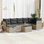 Set mobilier de grădină cu perne, 8 piese gri deschis poliratan GartenMobel Dekor
