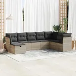 Set mobilier de grădină cu perne, 8 piese gri deschis poliratan GartenMobel Dekor