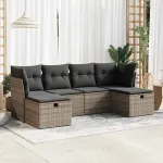 Set mobilier grădină cu perne, 6 piese, gri, poliratan GartenMobel Dekor