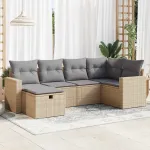 Set canapele de grădină cu perne, 6 piese, bej, poliratan GartenMobel Dekor