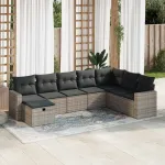 Set canapele de grădină cu perne, 8 piese, gri, poliratan GartenMobel Dekor