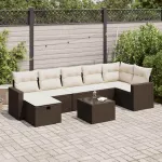 Set canapele de grădină cu perne, 8 piese, maro, poliratan GartenMobel Dekor