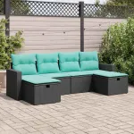 Set mobilier de grădină cu perne, 6 piese, negru, poliratan GartenMobel Dekor