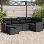 Set mobilier de grădină cu perne, 6 piese, negru, poliratan GartenMobel Dekor