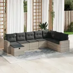 Set mobilier de grădină cu perne, 8 piese gri deschis poliratan GartenMobel Dekor