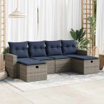 Set mobilier grădină cu perne, 6 piese, gri, poliratan GartenMobel Dekor