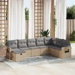 Set canapele de grădină, 8 piese, cu perne, bej, poliratan GartenMobel Dekor