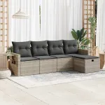 Set canapele de grădină cu perne, 5 piese gri deschis poliratan GartenMobel Dekor