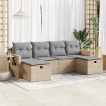 Set canapele de grădină cu perne, 6 piese, bej, poliratan GartenMobel Dekor