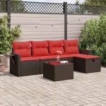 Set canapele de grădină cu perne, 6 piese, maro, poliratan GartenMobel Dekor