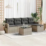 Set canapele de grădină cu perne, 6 piese gri deschis poliratan GartenMobel Dekor