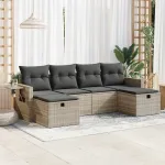 Set canapele de grădină cu perne, 6 piese gri deschis poliratan GartenMobel Dekor