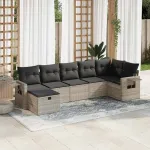 Set canapele de grădină cu perne, 7piese gri deschis poliratan GartenMobel Dekor
